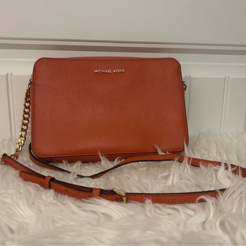 Michael Kors Jet Set Large Terracotta Leather Crossbody
